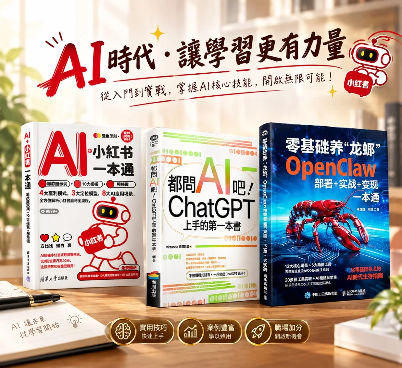 AI小紅書、ChatGPT 與 OpenClaw 三本實用指南
